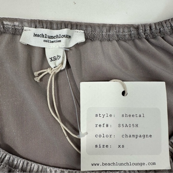 BEACH LUNCH LOUNGE COLLECTION Sheetal Crushed Velvet Champagne Ruffled T… - Picture 4 of 10